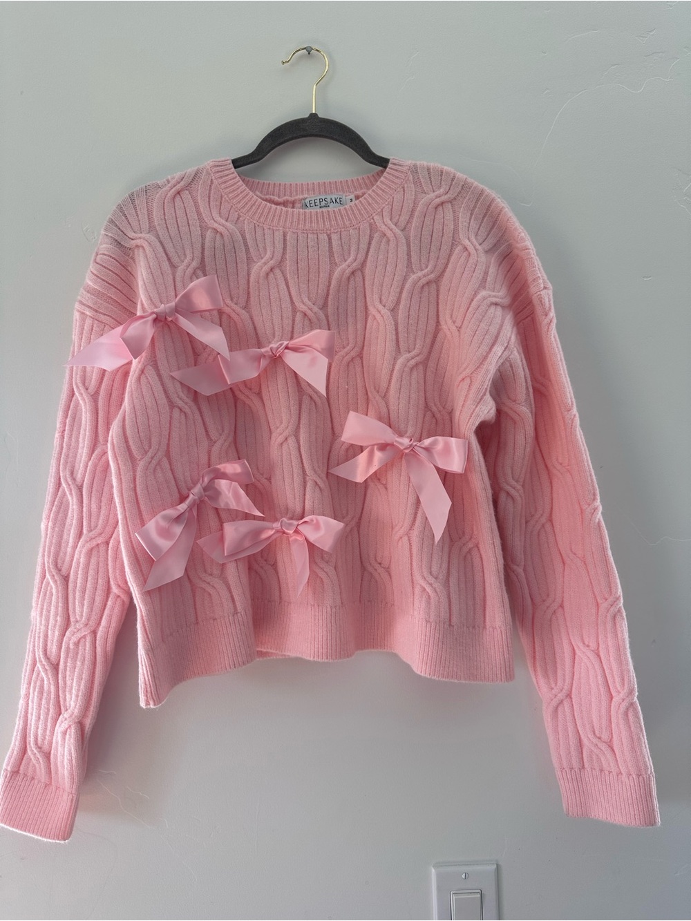 KEEPSAKE Boutique Pink Cable-Knit Bow Sweater